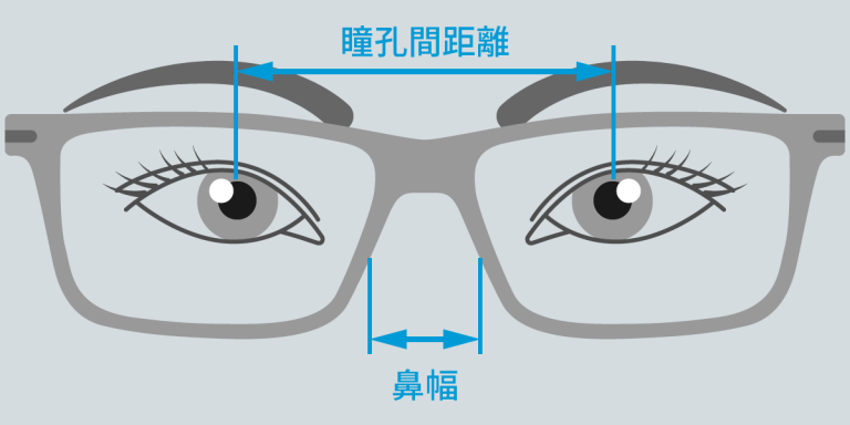 瞳孔間距離・鼻幅の図解
